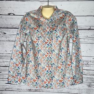 Duluth Trading Co NWT Sz XS Floral Garden Print Wrinklefighter Button Down Shirt